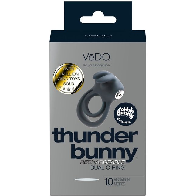 Черное эрекционное кольцо VeDO Thunder Bunny. Фотография 4.