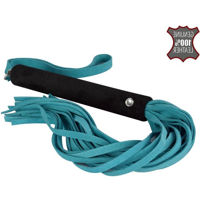 Голубая многохвостая велюровая плеть - 40 см - BDSM accessories