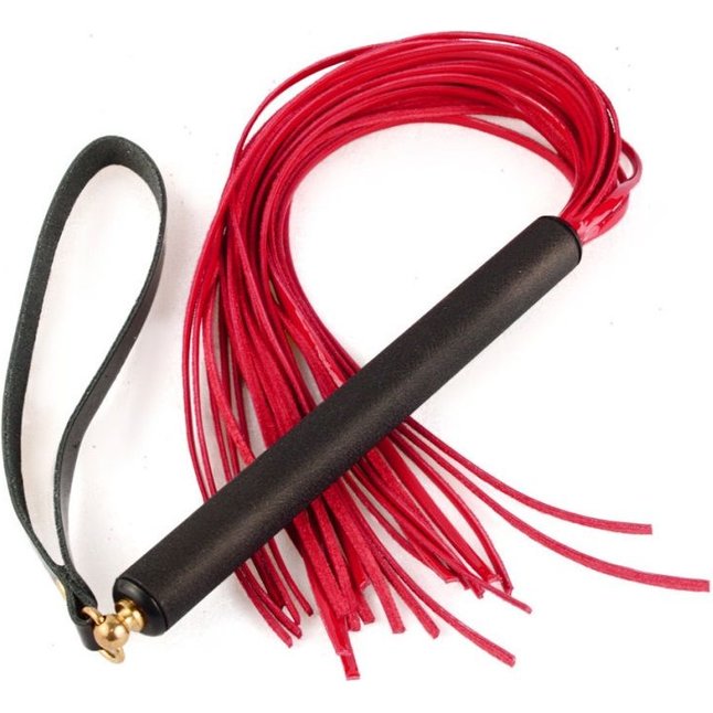 Бордовая лаковая плеть MIX с черной ручкой - 47 см - MIX