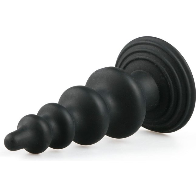 Чёрная фигурная анальная ёлочка Beaded Cone - 13,5 см - Anal Collection. Фотография 2.