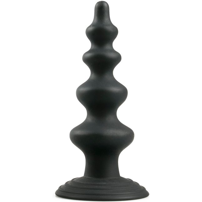 Чёрная фигурная анальная ёлочка Beaded Cone - 13,5 см - Anal Collection