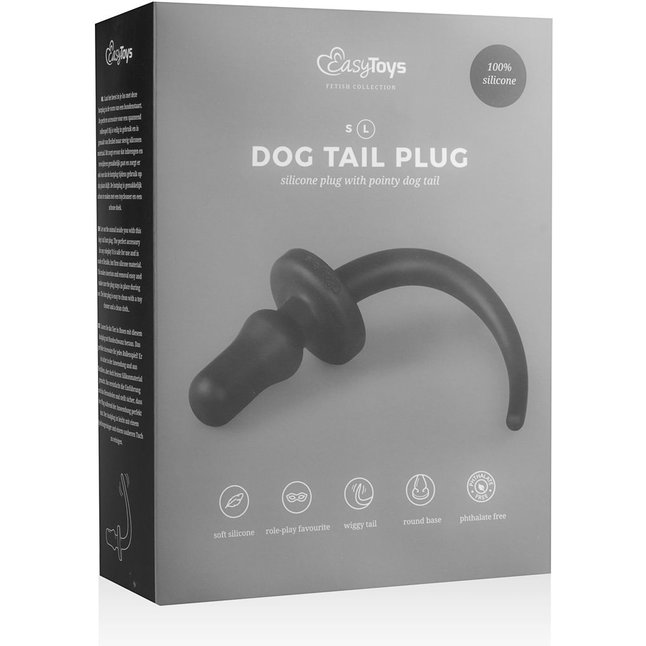 Черная анальная втулка Dog Tail Plug с хвостом - Fetish Collection. Фотография 3.