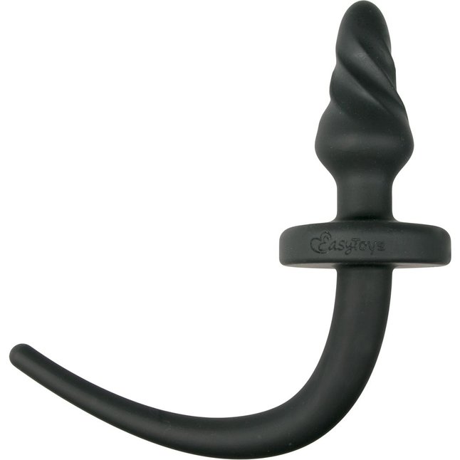 Черная витая анальная пробка Dog Tail Plug с хвостом - Fetish Collection