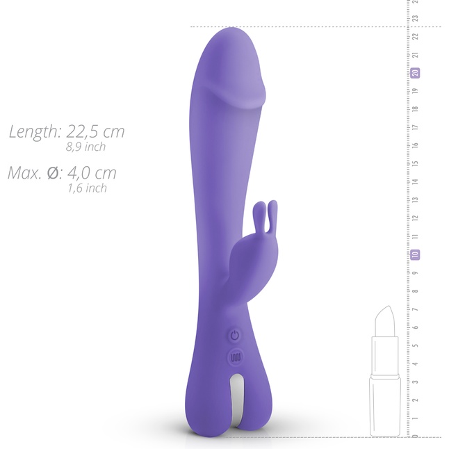 Фиолетовый вибратор-кролик Trix Rabbit Vibrator - 22,5 см - Good Vibes Only. Фотография 4.
