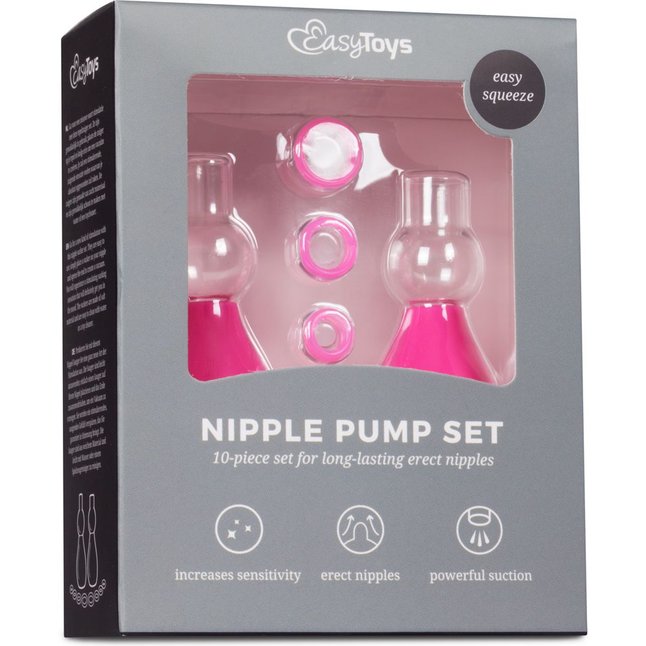 Розовые вакуумные стимуляторы для сосков Nipple Pump Set - Fetish Collection. Фотография 3.