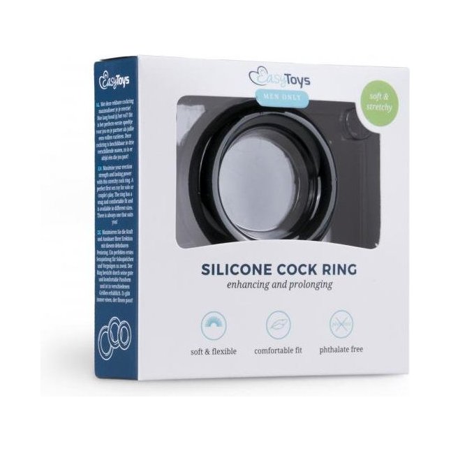 Черное эрекционное кольцо Silicone Cock Ring Medium - Men Only. Фотография 2.