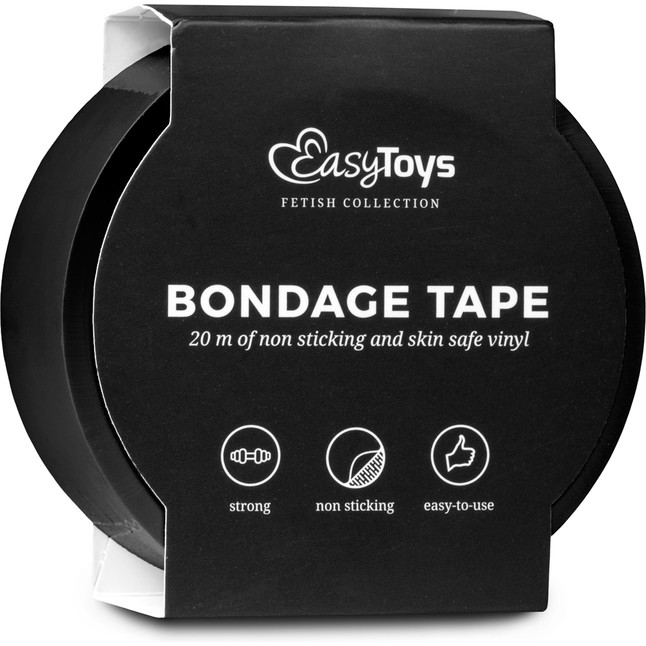 Черная лента для бондажа Easytoys Bondage Tape - 20 м - Fetish Collection. Фотография 3.