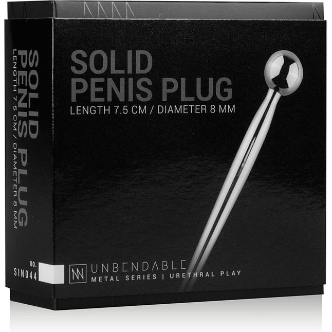 Серебристый уретральный стимулятор Sinner Metal Solid Penis Plug with Ball - 9,5 см - Sinner Gear Unbendable. Фотография 2.