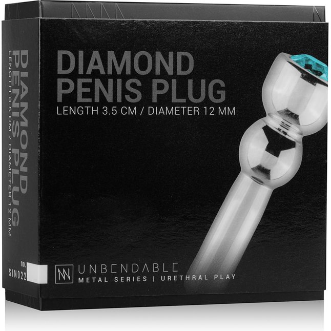 Серебристый уретральный стимулятор Sinner Penis Plug With Diamond - 5 см - Sinner Gear Unbendable. Фотография 3.