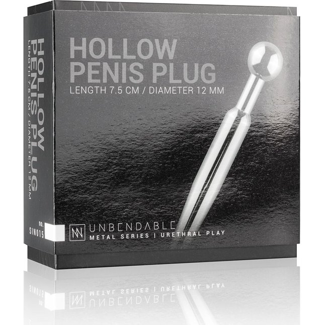 Серебристый уретральный стимулятор со съемным верхом Sinner Hollow Metal Penis Plug - 9 см - Sinner Gear Unbendable. Фотография 2.