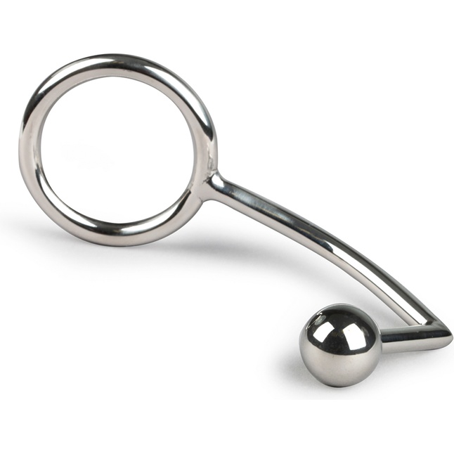 Серебристое эрекционное кольцо с анальной пробкой Sinner Metal Cock Ring With Anal Plug Size S - Sinner Gear Unbendable. Фотография 2.