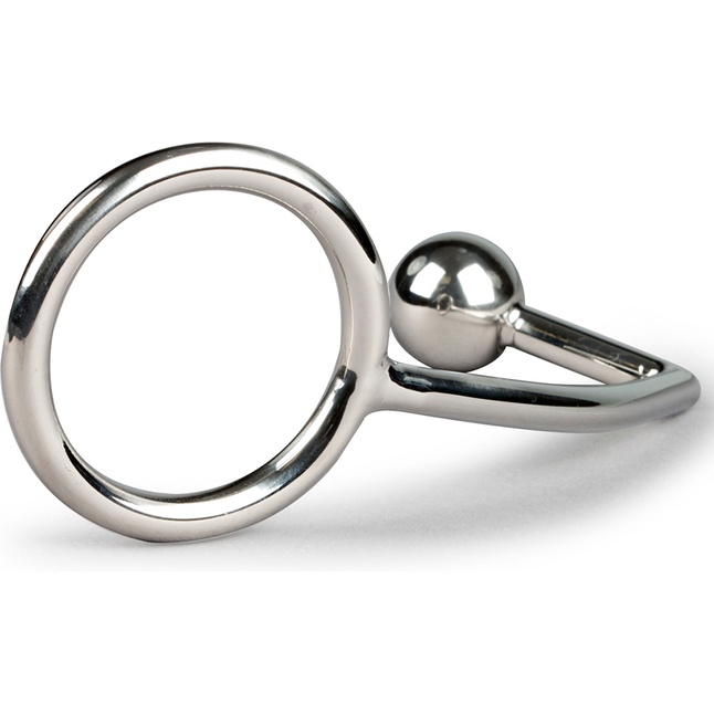 Серебристое эрекционное кольцо с анальной пробкой Sinner Metal Cock Ring With Anal Plug Size S - Sinner Gear Unbendable. Фотография 3.