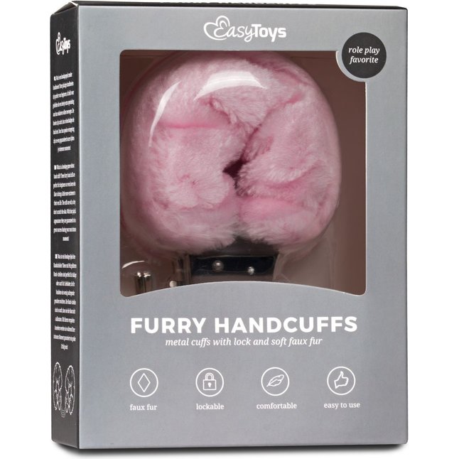 Наручники с розовым мехом Furry Handcuffs - Fetish Collection. Фотография 2.