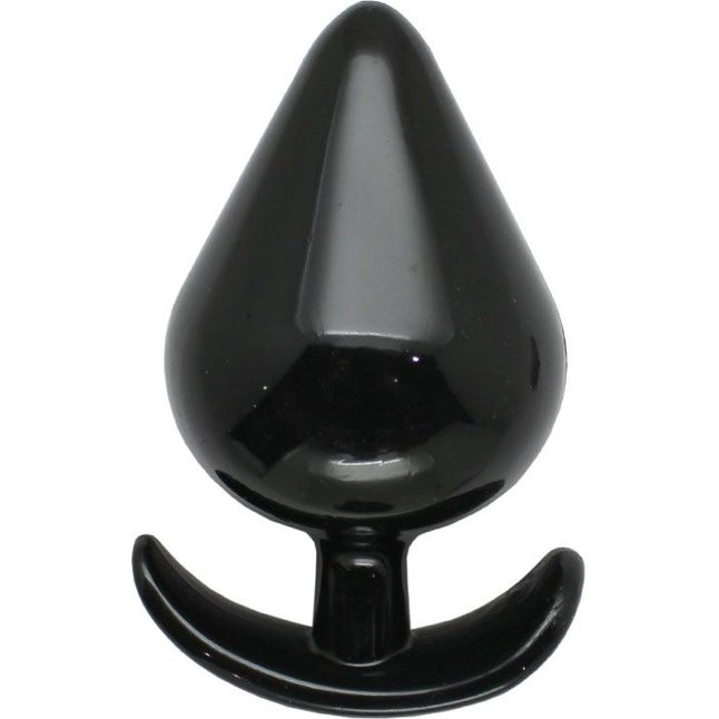 Черная коническая анальная пробка с ограничителем - 11 см. Фотография 4.