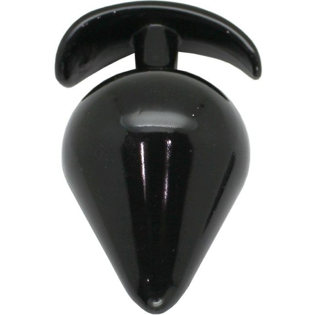 Черная коническая анальная пробка с ограничителем - 11 см. Фотография 5.