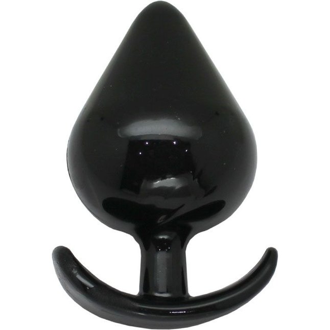 Черная коническая анальная пробка с ограничителем - 11 см