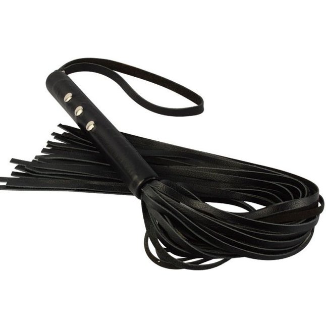 Черная кожаная плеть Домино - 56 см - BDSM accessories