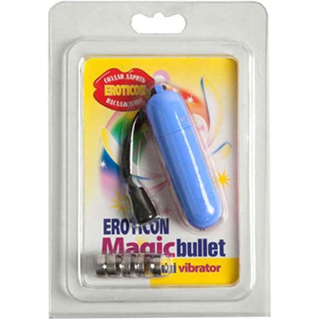 Голубая вибропуля Magic bullet - 7 см. Фотография 3.