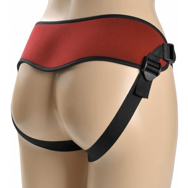 Красно-черные трусики с плугом Dual Peak размера L-XL - BDSM accessories. Фотография 2.