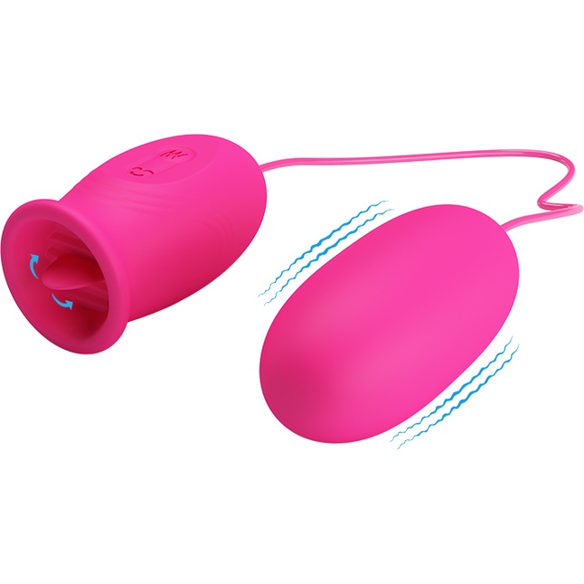 Розовое виброяйцо с клиторальным стимулятором на сцепке Daisy - Pretty Love. Фотография 2.