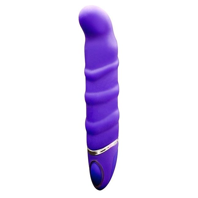 Фиолетовый перезаряжаемый вибратор с ребрышками PROVIBE - 14 см