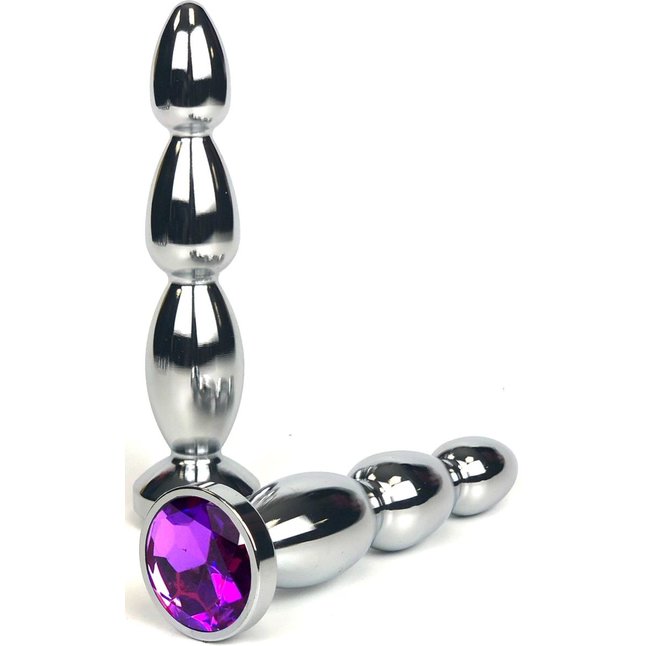 Серебристая пробка-ёлочка с фиолетовым кристаллом - 14 см