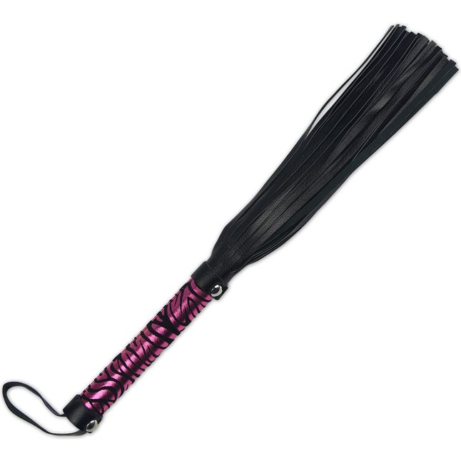 Многохвостая плетка с яркой фиолетовой ручкой - 40 см