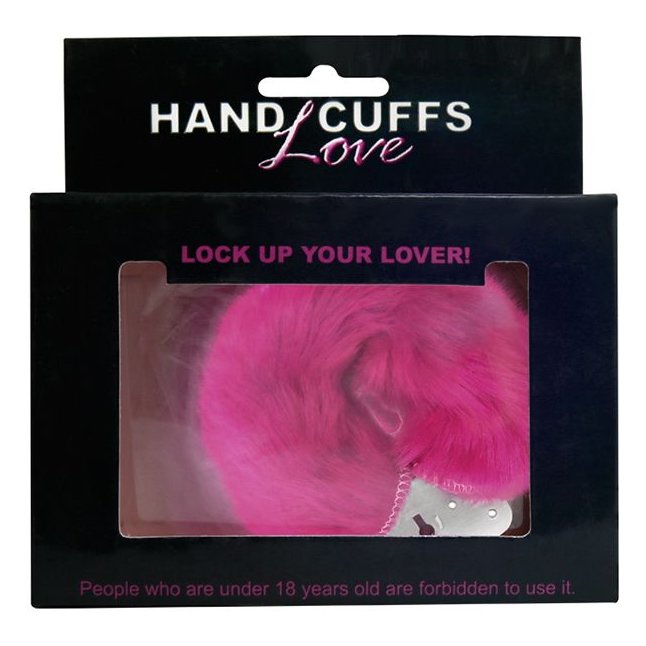 Розовые меховые наручники Love с ключиками. Фотография 2.