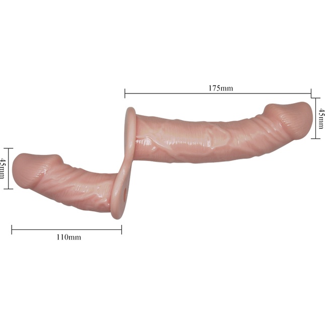 Женский телесный страпон с вагинальной вибропробкой Ultra - 17,5 см. Фотография 4.