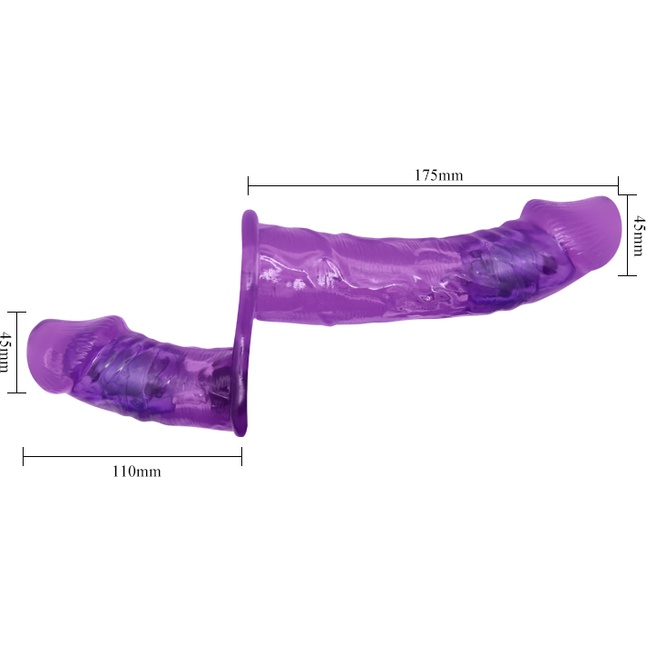 Женский фиолетовый страпон с вагинальной вибропробкой Ultra - 17,5 см. Фотография 4.