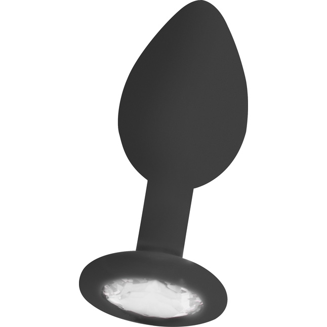 Черная анальная пробка с прозрачным кристаллом Diamond Butt Plug - 7,3 см - Ouch!