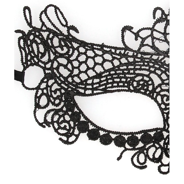 Черная кружевная маска на глаза Queen Black Lace Mask - Ouch!. Фотография 3.