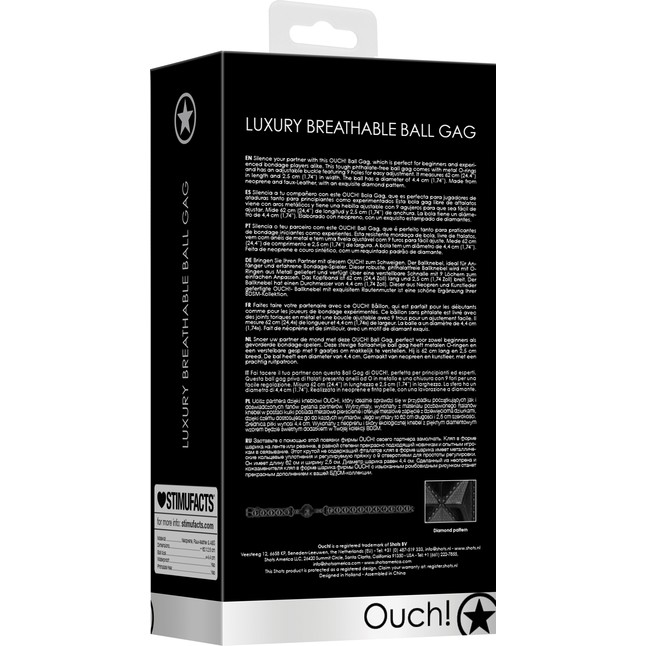 Черный кляп-шарик Breathable Luxury Ball Gag - Ouch!. Фотография 5.
