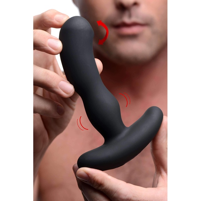 Черный массажер простаты Pro-Digger 7X Silicone Stimulating Beaded P-Spot Vibe - Prostatic Play. Фотография 5.