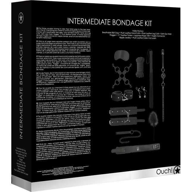Черный игровой набор БДСМ Intermediate Bondage Kit - Ouch!. Фотография 4.