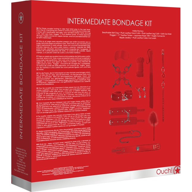 Красный игровой набор БДСМ Intermediate Bondage Kit - Ouch!. Фотография 4.