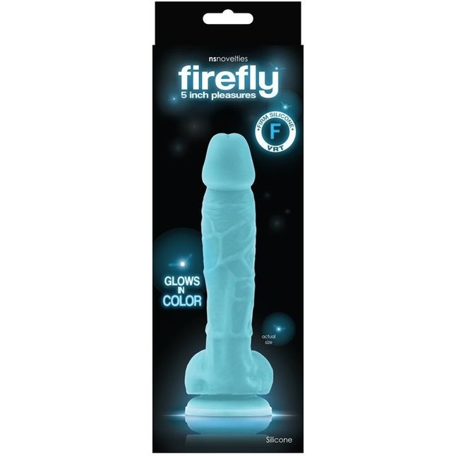 Голубой фаллоимитатор, светящийся в темноте, Firefly 5 Pleasures Dildo - 17 см - Firefly. Фотография 2.