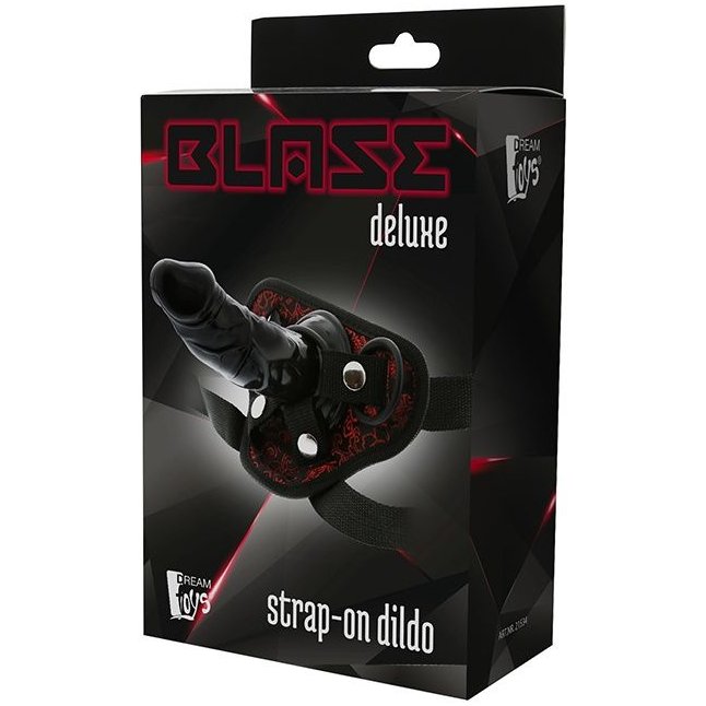 Черно-красные трусики STRAP-ON DILDO с насадкой - 14,5 см - Blaze. Фотография 3.