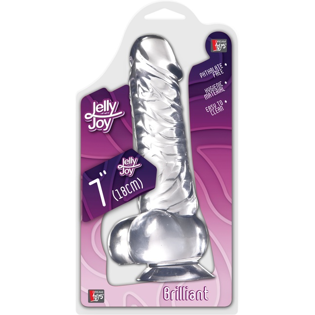 Прозрачный фаллоимитатор на присоске JELLY JOY BRILLIANT - 18 см - Jelly Joy. Фотография 2.