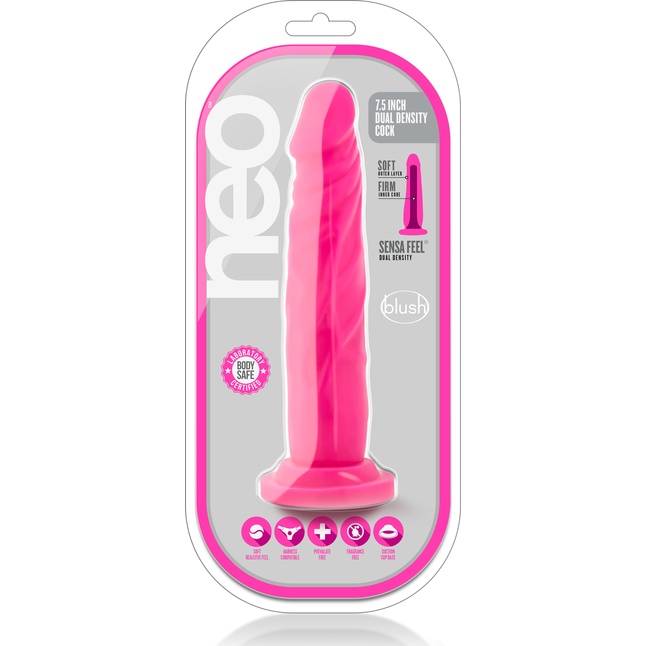 Розовый реалистичный фаллоимитатор на присоске NEO 7.5INCH DUAL DENSITY COCK - 17 см - Neo. Фотография 2.