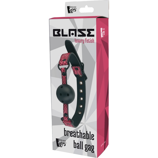 Черно-розовый кляп-шарик с отверстиями BALL GAG - Blaze. Фотография 2.
