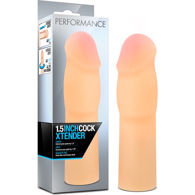 Телесная насадка-удлинитель на пенис PERFORMANCE 1.5INCH COCK XTENDER - 16 см - Performance. Фотография 2.