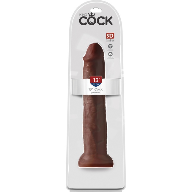 Коричневый фаллоимитатор-гигант на присоске 13 Cock - 33 см - King Cock. Фотография 3.