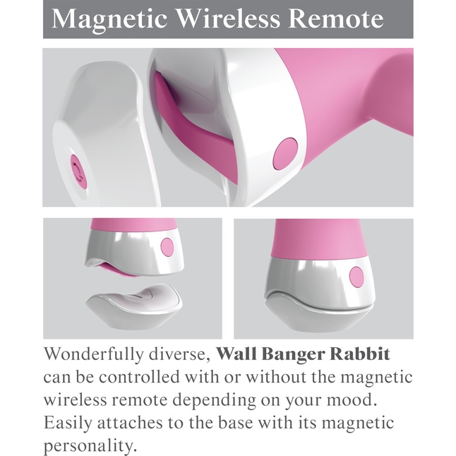 Розовый вибратор-кролик со съемной присоской Wall Banger Rabbit - 19,9 см - 3Some. Фотография 8.