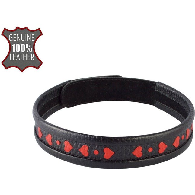 Черный ошейник-чокер с красными сердечками - BDSM accessories