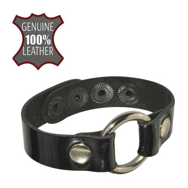 Черный браслет с колечком на регулируемом ремешке - BDSM accessories