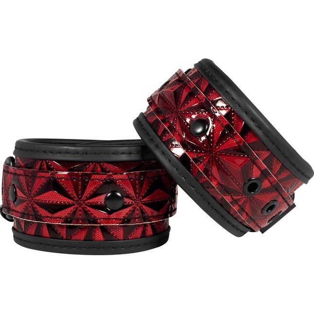Красно-черные наручники Luxury Hand Cuffs - Ouch!. Фотография 2.