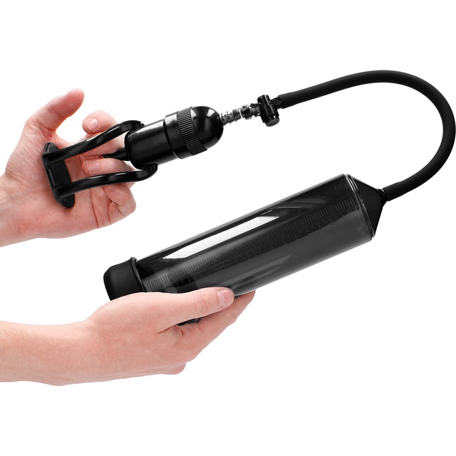 Черная вакуумная помпа для мужчин с насосом в виде поршня Deluxe Beginner Pump - PUMPED. Фотография 2.