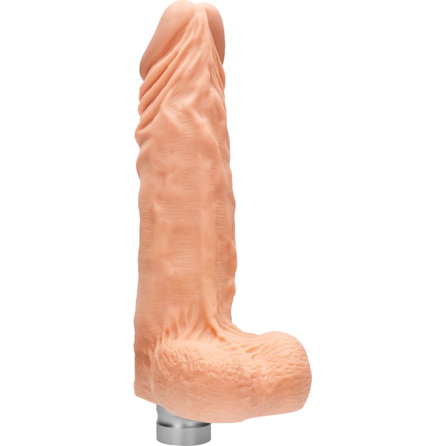 Телесный вибратор Vibrating Dildo With Balls - 25 см - RealRock