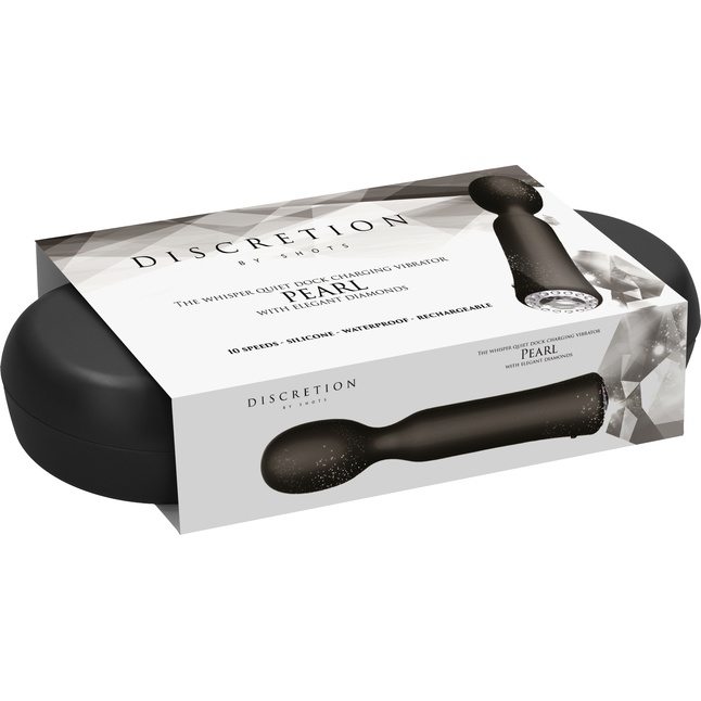 Черный универсальный массажер Wand Pearl - 20 см - Discretion. Фотография 11.